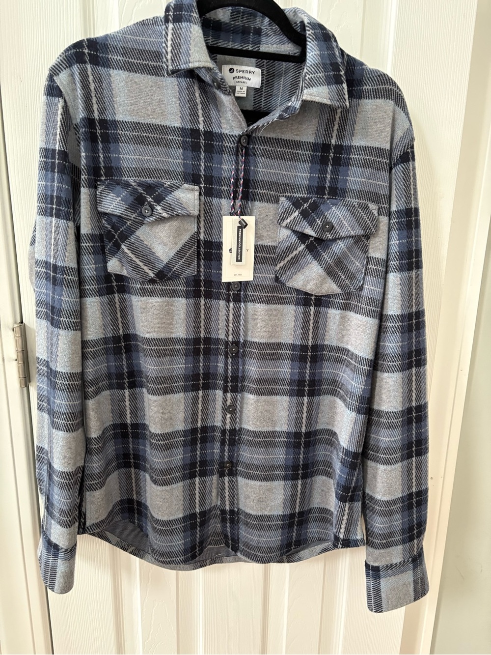 Sperry Navy and Gray Plaid Long-Sleeve Button-Down Shirt